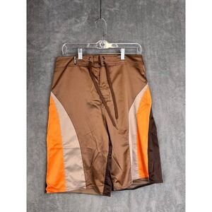 First‎ Wave Mens Brown Orange Colorblock Board Shorts Swim Trunks Size 32